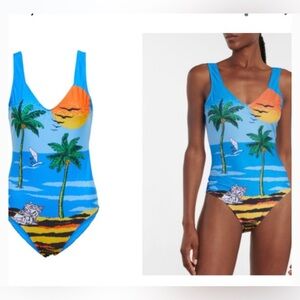 Ganni azure one piece swimsuit NWT size 36